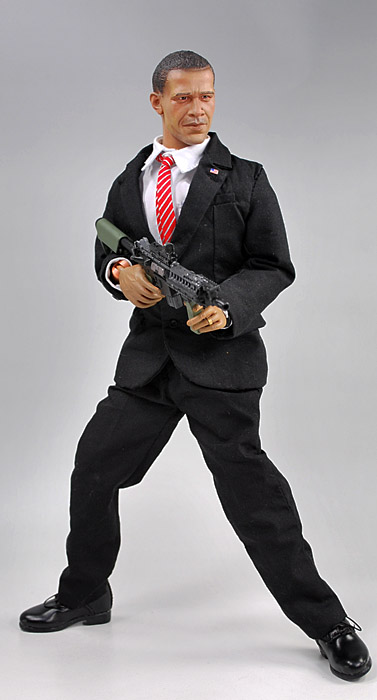 Illustration for article titled Best Obama Action Figure Ever Battles Darth Vader, Terrorists, Dick Cheney